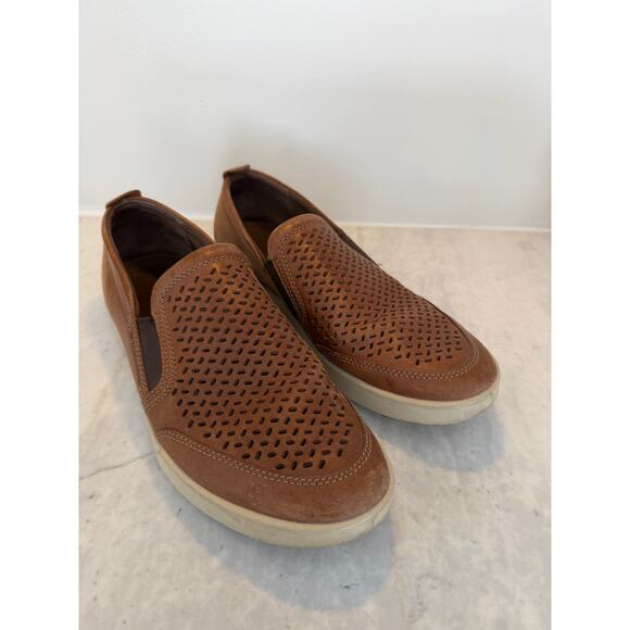 ECCO Collins Perforated Light Saddle Leather Slip-On Shoes Men’s 11 main image 5